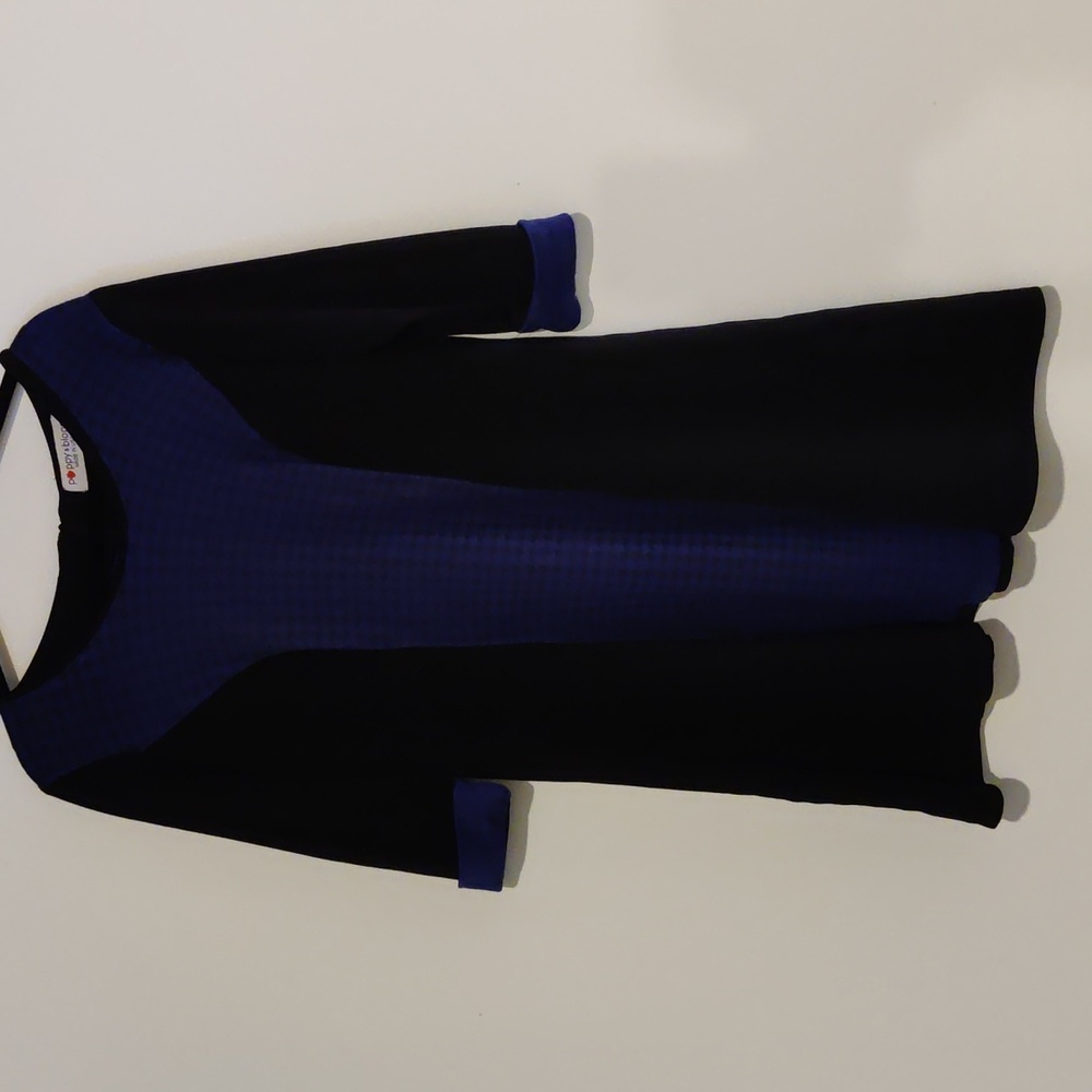 Poppy & Bloom Black and Blue Long Sleeved Dress With Long Sleeves 14w